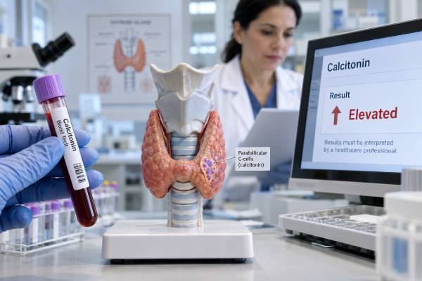 Learn how the calcitonin blood test is used for medullary thyroid cancer and C-cell disease, what high levels mean, benign causes, and how results guide follow-up.