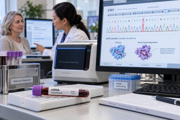 ESR1 Mutation Test: Breast Cancer, Hormone Resistance Marker, Mutation Status, and Recurrence Learn what an ESR1 mutation test means in breast cancer, how ctDNA testing detects hormone resistance, how results affect treatment, and how ESR1 relates to recurrence.