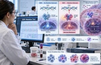 ESR1 Mutation Test for Breast Cancer: Hormone Resistance Marker, Recurrence, and Mutation Meaning ESR1 mutation testing explained: hormone resistance, ctDNA detection, positive and negative results, oral SERDs, recurrence limits, and 2026 treatment guidance.