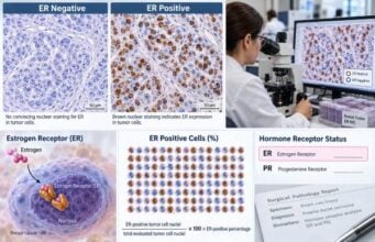 Estrogen Receptor (ER) Test: Breast Cancer Hormone Receptor Status, Positive Score, and Meaning Learn how the estrogen receptor (ER) breast cancer test is scored, what ER-positive, ER-low, and ER-negative results mean, and how ER status guides treatment.