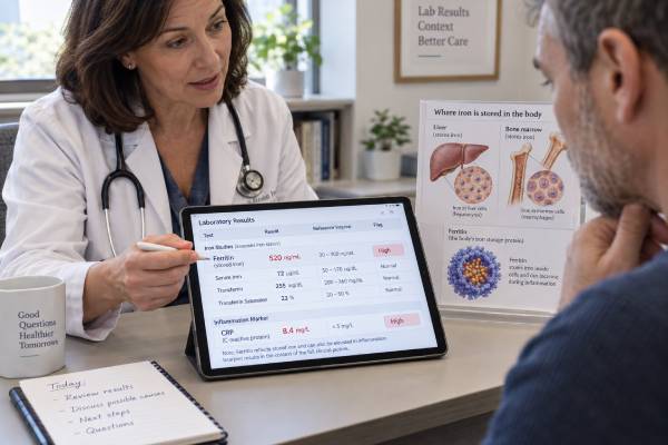 Ferritin Blood Test: High Levels, Iron Stores, Inflammation, and What It Means Understand what a high ferritin blood test can mean, how inflammation can mask iron deficiency, and how clinicians assess iron overload, liver disease, and related causes.