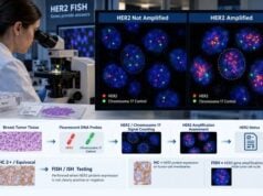Learn how the HER2 FISH test measures gene amplification, how HER2/CEP17 ratio and copy number define ISH groups, and what positive or negative results mean.