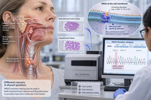 HRAS Mutation Test: Head and Neck Cancer, Thyroid Cancer, Mutation Status, and Meaning Learn what an HRAS mutation test means in head and neck cancer and thyroid disease, how hotspot and VAF results are interpreted, and why a positive HRAS result has different implications by tumor type.