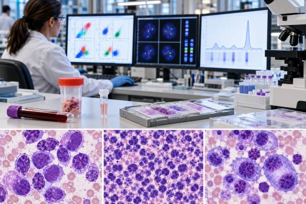 Hematologic Cancer Biomarker Panel: Leukemia, Lymphoma, Myeloma Markers, and Diagnosis Learn how hematologic cancer biomarker panels use flow cytometry, IHC, FISH, PCR, NGS, and protein studies to diagnose and classify leukemia, lymphoma, and myeloma.