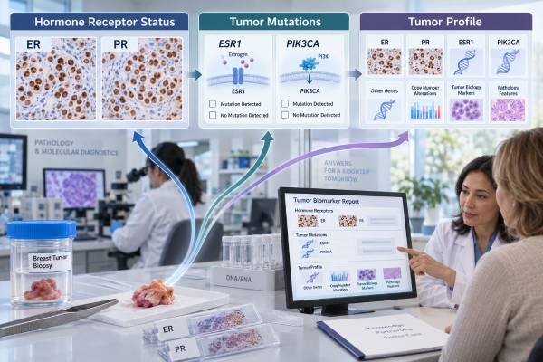 Hormone Receptor-Positive Breast Cancer Biomarker Panel: ER, PR, ESR1, PIK3CA, and Tumor Profile Understand ER, PR, ESR1, PIK3CA, HER2, and other tests in a hormone receptor-positive breast cancer biomarker panel, including what results can mean for treatment.