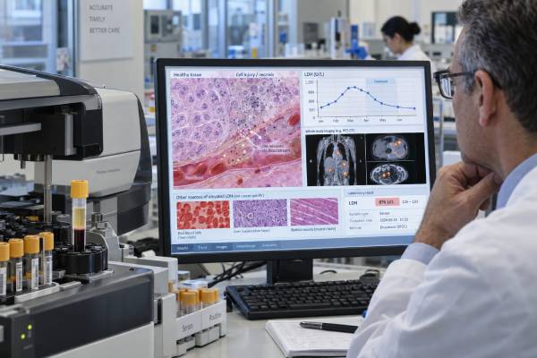 Learn what a high LDH blood test means, how cancer burden and cell damage can raise LDH, common non-cancer causes, normal ranges, and how LDH affects prognosis.