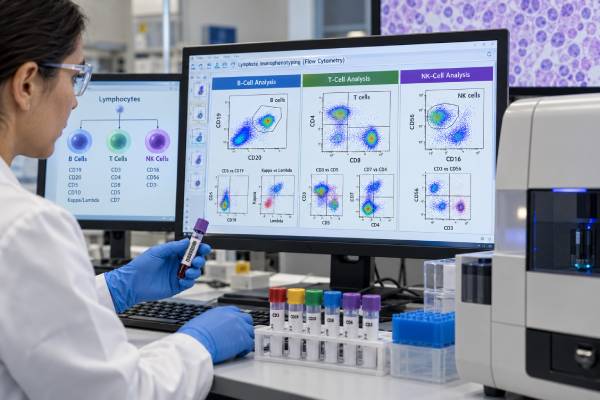Lymphoma Flow Cytometry Panel: B-Cell, T-Cell, NK-Cell Markers, and Classification Learn how lymphoma flow cytometry uses B-cell, T-cell, and NK-cell markers to detect clonality, classify abnormal populations, and guide confirmatory testing.