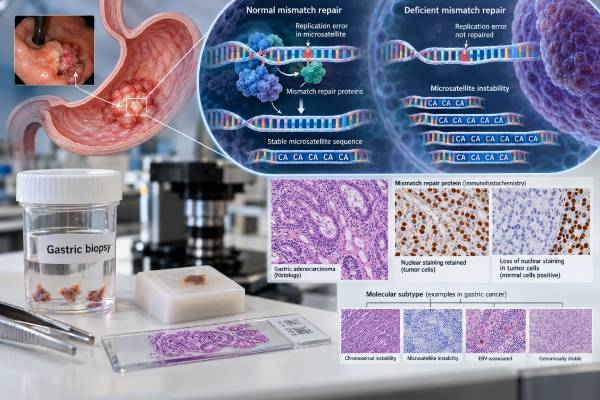 MSI Test for Gastric Cancer: Microsatellite Instability, Mismatch Repair, and Molecular Subtype Understand MSI testing in gastric cancer, including MSI-H, dMMR, MSS, molecular subtype, immunotherapy relevance, and when a result may prompt Lynch syndrome evaluation.