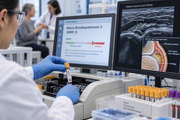 Matrix Metalloproteinase-3 (MMP-3) Test: Joint Inflammation, Synovitis, and Disease Activity Learn what an MMP-3 blood test can show about synovitis, rheumatoid arthritis activity, joint damage risk, treatment response, and reasons for high or normal results.