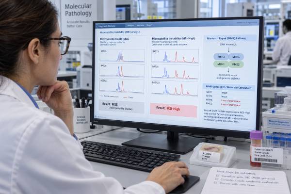 Understand MSI test results for Lynch syndrome and cancer care, including MSI-H, MSS, mismatch repair deficiency, immunotherapy relevance, hereditary follow-up, discordant results, and next steps.