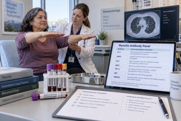 Myositis Antibody Panel: Muscle Inflammation, Interstitial Lung Disease Risk, and Diagnosis Learn what a myositis antibody panel can reveal about muscle inflammation, dermatomyositis, necrotizing myopathy, interstitial lung disease risk, and diagnosis.