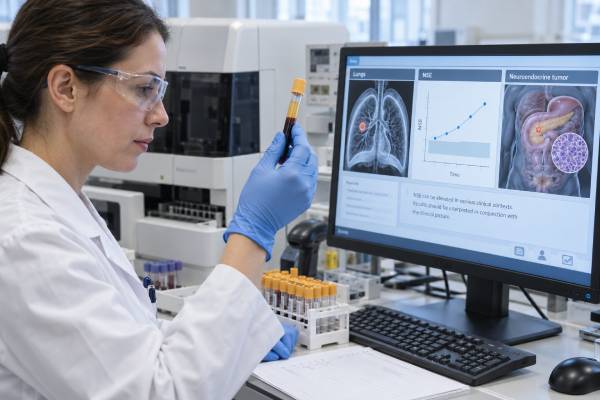 Learn what the NSE blood test measures, why neuron-specific enolase rises in small cell lung cancer and neuroendocrine tumors, and how results are monitored.