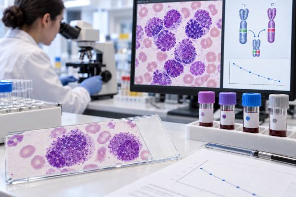 Understand PML-RARA fusion testing in acute promyelocytic leukemia, including urgent diagnosis, ATRA/ATO treatment, RT-PCR methods, molecular remission, and MRD monitoring.