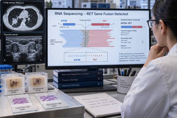 RET Fusion Test: Lung Cancer, Thyroid Cancer, Gene Fusion, and Result Meaning Learn what a RET fusion test detects in lung and thyroid cancer, how RNA and DNA testing differ, what positive or negative results mean, and how RET fusions can guide targeted therapy and resistance testing.