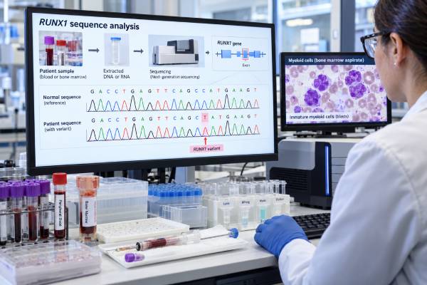 RUNX1 Mutation Test: AML, Myelodysplastic Syndrome Risk, and Mutation Meaning Understand RUNX1 mutation testing in AML and MDS, including result meaning, modern classification, prognosis, germline risk, and follow-up implications.