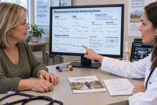Rheumatoid Arthritis Monitoring Panel: CRP, ESR, RF, Anti-CCP, and Disease Activity Learn how CRP, ESR, RF, anti-CCP, disease-activity scores, and medication safety tests fit into rheumatoid arthritis monitoring and treat-to-target care.
