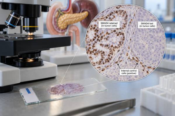 SMAD4 Test for Pancreatic Cancer: Tumor Suppressor Marker, Loss, and Prognosis Learn what SMAD4 loss means in pancreatic cancer, how IHC and sequencing detect it, what studies show about prognosis, and why SMAD4 is not yet a stand-alone treatment target.