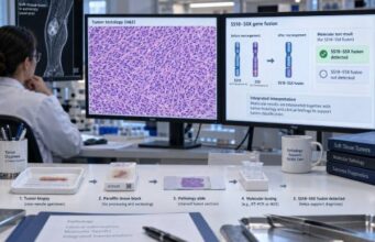 Learn how SS18-SSX fusion testing confirms synovial sarcoma, how RNA NGS, FISH, RT-PCR, and fusion-specific IHC differ, what positive or negative results mean, and how the diagnosis affects modern treatment.