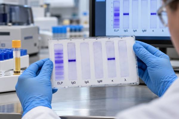 Serum Immunofixation Test: Monoclonal Protein Type, Myeloma, and Plasma Cell Disorders Understand serum immunofixation results, including monoclonal protein type, IgG/IgA/IgM and kappa/lambda patterns, myeloma testing, MGUS, and follow-up.
