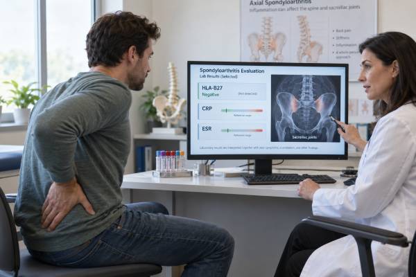 Spondyloarthritis Blood Test Panel: HLA-B27, CRP, ESR, and Inflammation Markers Learn how HLA-B27, CRP, ESR, imaging, and clinical features work together in a spondyloarthritis blood test panel and what positive, negative, or normal results mean.