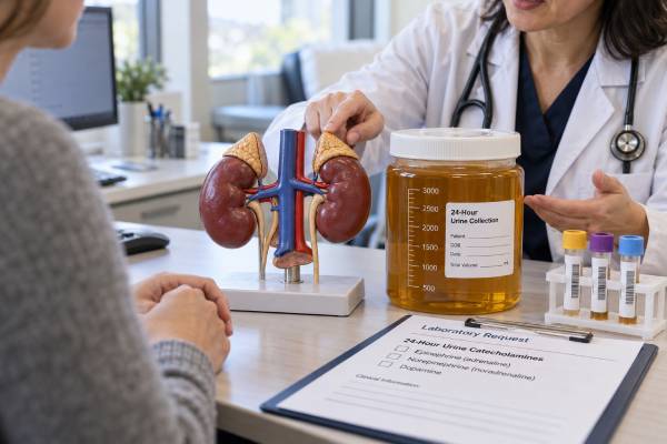 Learn how a 24-hour urine catecholamines test measures epinephrine, norepinephrine, and dopamine, why metanephrines are often preferred, and what high results mean.