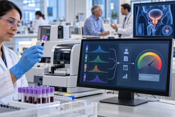 4Kscore Test: Prostate Cancer Risk, PSA Isoforms, and Risk Score Meaning Understand the 4Kscore test, the four PSA-related kallikrein markers it measures, what low or high risk percentages mean, and how results may guide MRI and prostate biopsy decisions.