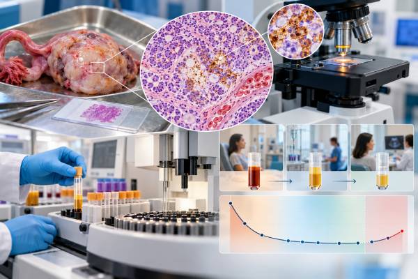 Learn how AFP levels help diagnose and monitor ovarian germ cell tumors, what high results can mean, expected decline after treatment, and non-cancer causes.