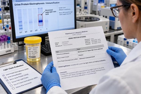 Bence Jones Protein Urine Test: Light Chains, Multiple Myeloma, and Kidney Risk Learn what a Bence Jones protein urine test detects, how light chains relate to multiple myeloma and kidney injury, and what positive results may mean.
