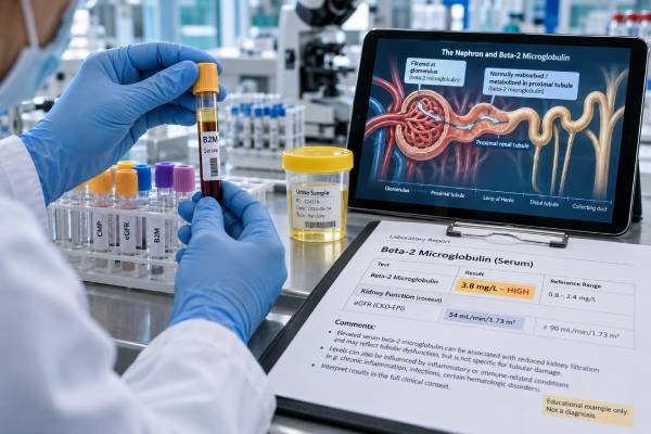 Beta-2 Microglobulin Blood Test High Levels, Kidney Function, and Tubular Damage Learn what a beta-2 microglobulin blood test means, why B2M rises with low kidney function, how blood and urine B2M differ, and how high levels are interpreted.