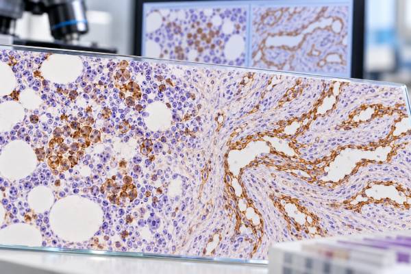 Learn what CD34 IHC positivity means in bone marrow, leukemia, vascular tumors, and soft-tissue tumors, including staining patterns, pitfalls, and follow-up tests.