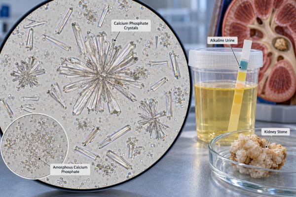 Calcium Phosphate Crystals in Urine: Kidney Stones, Alkaline Urine, and Meaning Calcium phosphate crystals in urine often reflect alkaline urine and may signal kidney stone risk. Learn the causes, pH link, testing, and prevention steps.