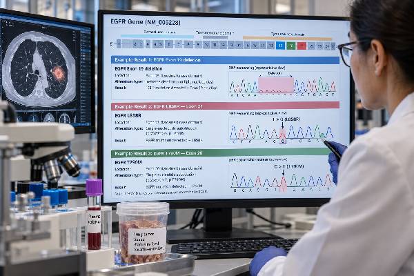 Understand EGFR mutation testing in lung cancer, including what a positive or negative result means, tissue and ctDNA methods, limitations, and treatment relevance.