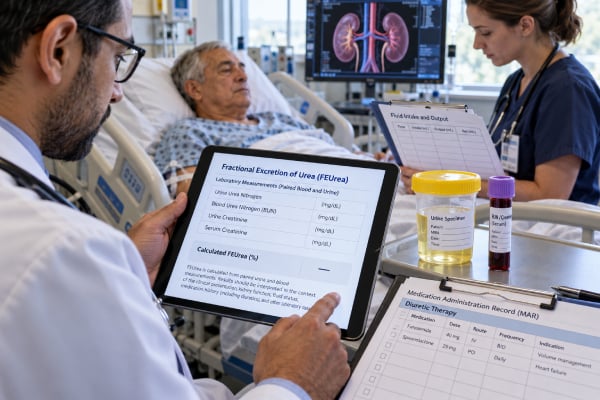 Fractional Excretion of Urea (FEUrea) Test: Kidney Injury, Diuretics, and Prerenal AKI Understand how FEUrea is calculated, what the 35% cutoff means, why diuretics complicate AKI testing, and how FEUrea compares with FENa for prerenal and intrinsic kidney injury.