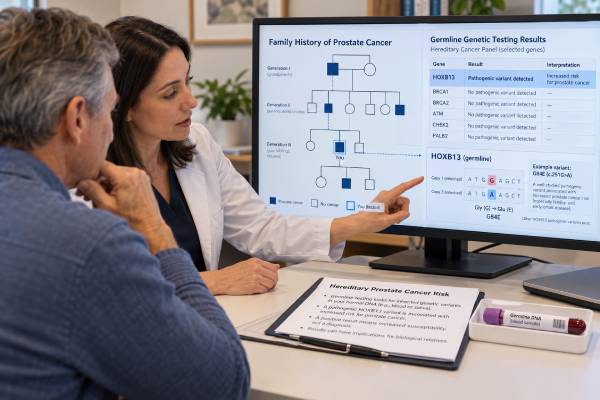 HOXB13 Genetic Test: Hereditary Prostate Cancer Risk and Family History Learn what a HOXB13 genetic test means, how the G84E variant affects hereditary prostate cancer risk, and what positive, negative, and family results can imply.
