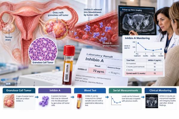 Inhibin A Test for Ovarian Cancer: Granulosa Cell Tumor Marker and Monitoring Learn how inhibin A is used as a granulosa cell tumor marker, what high and normal results can mean, why inhibin B is often more sensitive, and how serial inhibin A levels can support long-term ovarian cancer monitoring.