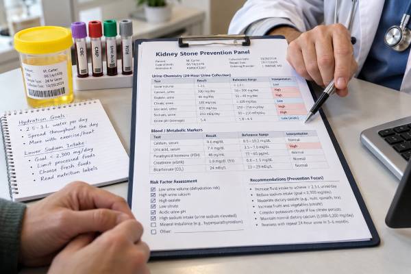 Kidney Stone Prevention Test Panel: Urine Chemistry, Blood Minerals, and Risk Factors Learn what a kidney stone prevention test panel includes, from 24-hour urine chemistry and blood minerals to stone analysis, risk factors, treatment targets, and follow-up.