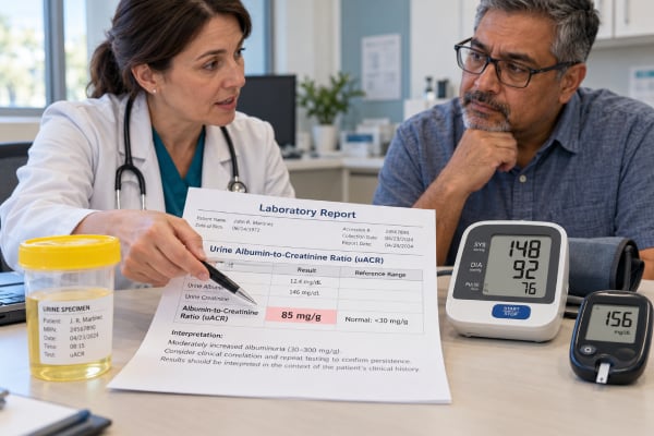 Microalbumin-Creatinine Ratio Test: Early Kidney Disease, Diabetes, and High Blood Pressure Learn what a microalbumin-creatinine ratio (uACR) test shows, the A1–A3 ranges, and how diabetes and high blood pressure affect kidney risk.