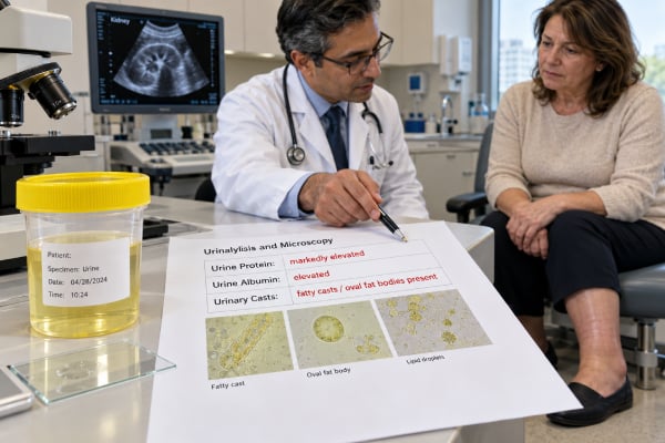 Nephrotic Syndrome Urine Test Panel: Protein, Albumin, Casts, and Kidney Findings Learn how urine protein, albumin, UPCR, dipstick results, and casts help identify nephrotic-range proteinuria and guide evaluation of nephrotic syndrome.