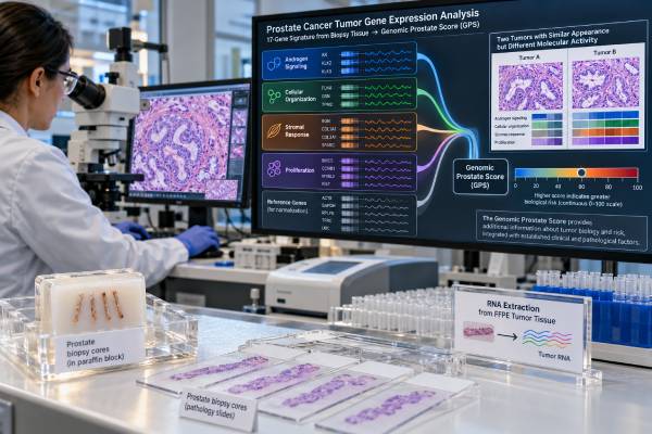 Oncotype DX Genomic Prostate Score Test: Prostate Cancer Risk and Genomic Score Learn how the Oncotype DX Genomic Prostate Score measures tumor gene expression, what a 0–100 GPS result means, and how it can guide prostate cancer care.