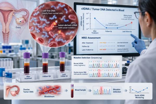 Ovarian Cancer ctDNA Test: Recurrence Monitoring, MRD, Mutation Detection, and Tumor DNA Learn how ovarian cancer ctDNA tests detect tumor DNA, assess MRD, monitor recurrence, identify mutations, and why results need clinical context.