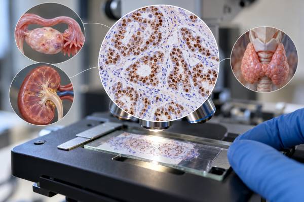 PAX8 IHC Test: Ovarian, Kidney, Thyroid Cancer Marker, and Tumor Origin Learn what PAX8 IHC positive staining means and how PAX8 helps identify ovarian, kidney, and thyroid tumor origin when interpreted with a focused marker panel.