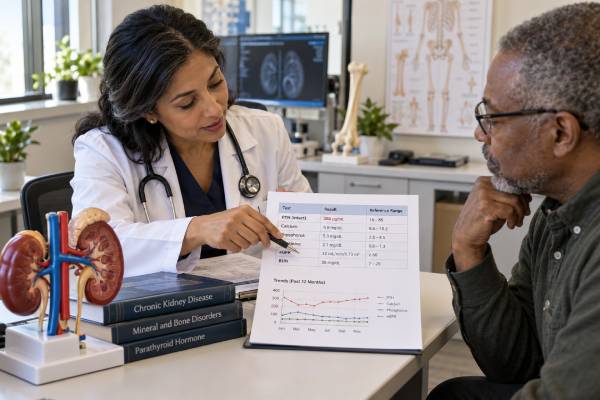 Learn how to interpret a PTH test in kidney disease, including high and low PTH, calcium and phosphorus balance, CKD-MBD, dialysis targets, and follow-up.