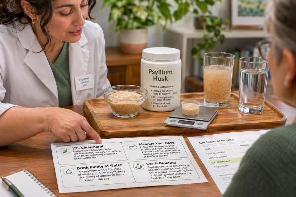 Psyllium Husk for Cholesterol: Benefits, Dosage, and Side Effects Psyllium husk can modestly lower LDL cholesterol. Learn evidence-based doses, how fast it works, how to take it safely, and how to reduce bloating and other side effects.