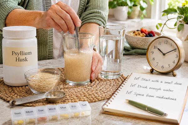 Psyllium Timing for Cholesterol: Best Time to Take It and How to Avoid Bloating There is no single best time to take psyllium for cholesterol. Learn practical morning and evening schedules, medication spacing, dosing, hydration, and ways to prevent bloating.