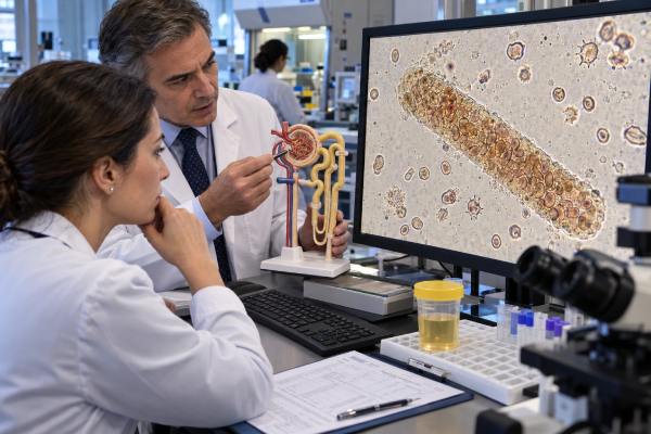 Red Blood Cell Casts in Urine Glomerulonephritis, Kidney Inflammation, and Hematuria Red blood cell casts in urine strongly suggest bleeding within the kidney, often from glomerulonephritis. Learn causes, microscopy clues, follow-up tests, biopsy role, and urgent warning signs.