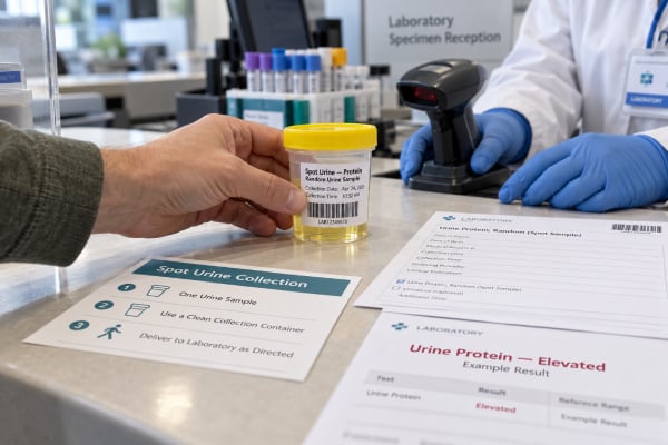 Spot Urine Protein Test: High Protein, Proteinuria Screening, and Kidney Disease Learn how a spot urine protein test and UPCR screen for proteinuria, what high protein levels mean, normal ranges, common causes, collection tips, and when follow-up is needed.