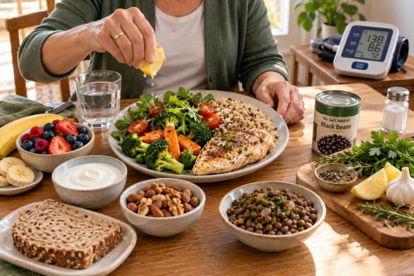 The DASH Diet for Blood Pressure: How It Works and What to Eat The DASH diet can lower blood pressure by emphasizing vegetables, fruit, whole grains, low-fat dairy, beans, nuts, and lean proteins while reducing sodium and highly processed foods.