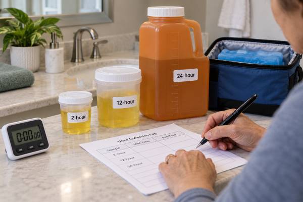 Timed Urine Collection Test: 2-Hour, 12-Hour, 24-Hour Samples, and Collection Accuracy Timed Urine Collection Test: 2-Hour, 12-Hour, 24-Hour Samples, and Collection Accuracy