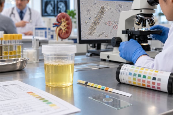 Urinalysis for Kidney Disease: Protein, Blood, Casts, Albumin, and Microscopy Findings Understand urinalysis for kidney disease, including albumin, protein, blood, dysmorphic red cells, casts, tubular cells, microscopy patterns, and follow-up testing.