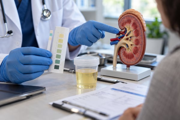 Urine Albumin Dipstick Test: Positive Result, Albuminuria, Kidney Damage, and Meaning Learn what a positive urine albumin dipstick means, how albuminuria is confirmed with uACR, kidney-damage ranges, temporary causes, and follow-up testing.